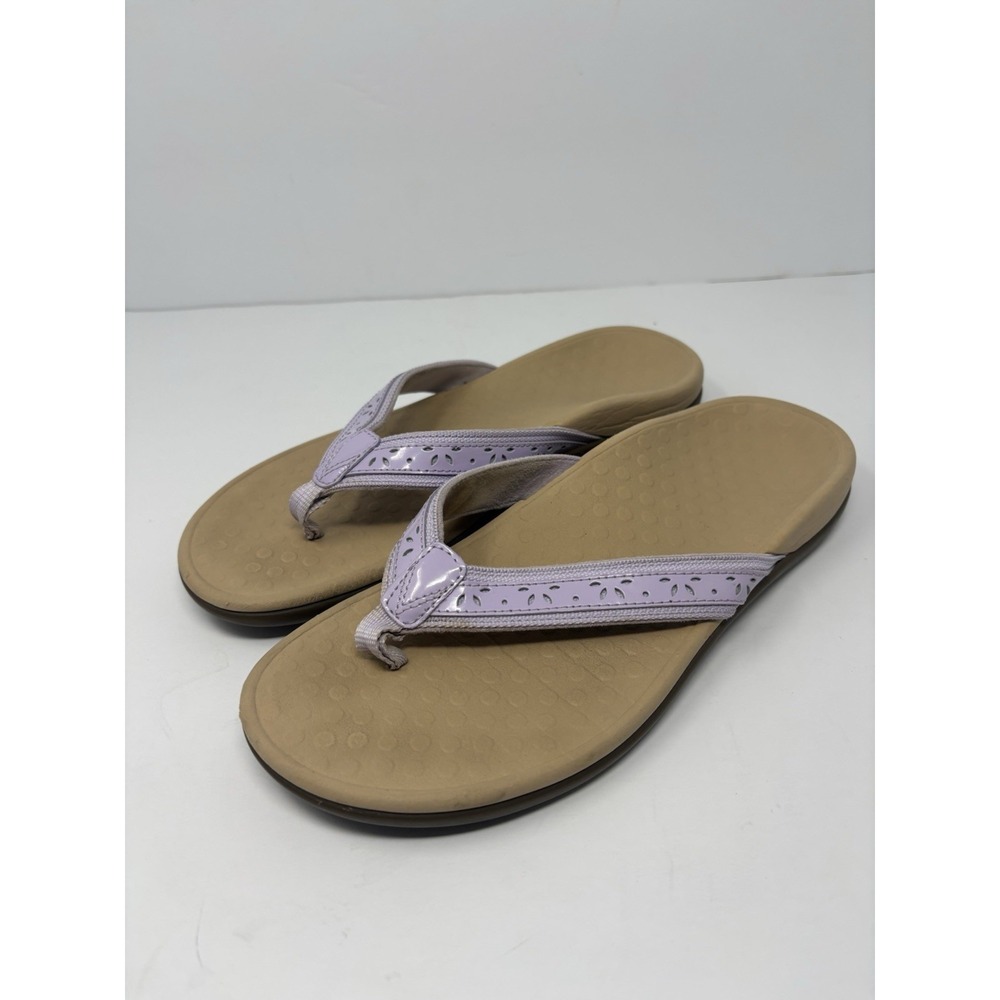 Vionic Casandra Leather Orthotic Thong Flip Flop Sandals Sz 9 Light Purple